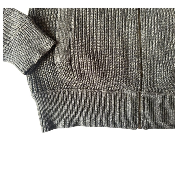 Eddie Bauer Olive Zip Up Chunky Cardigan - Cable Knit - Ribbed Trim - Mens Small - Picture 6 of 11